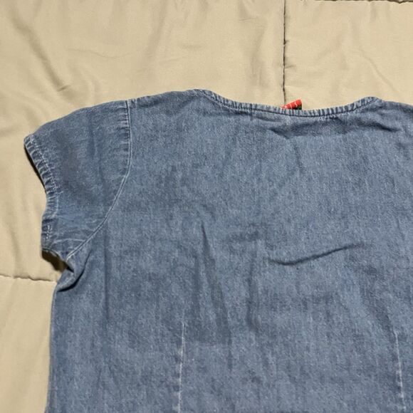 Vintage Disney Mickeys For Kids Embroidered Shirt Chambray Top Girls Medium 8/10 - Picture 8 of 11